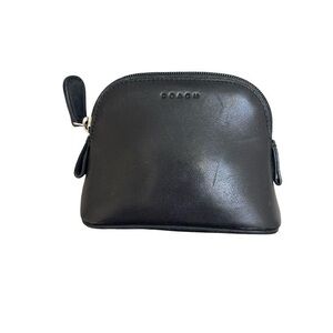 Coach vintage Black Leather Cosmetic Bag nickel